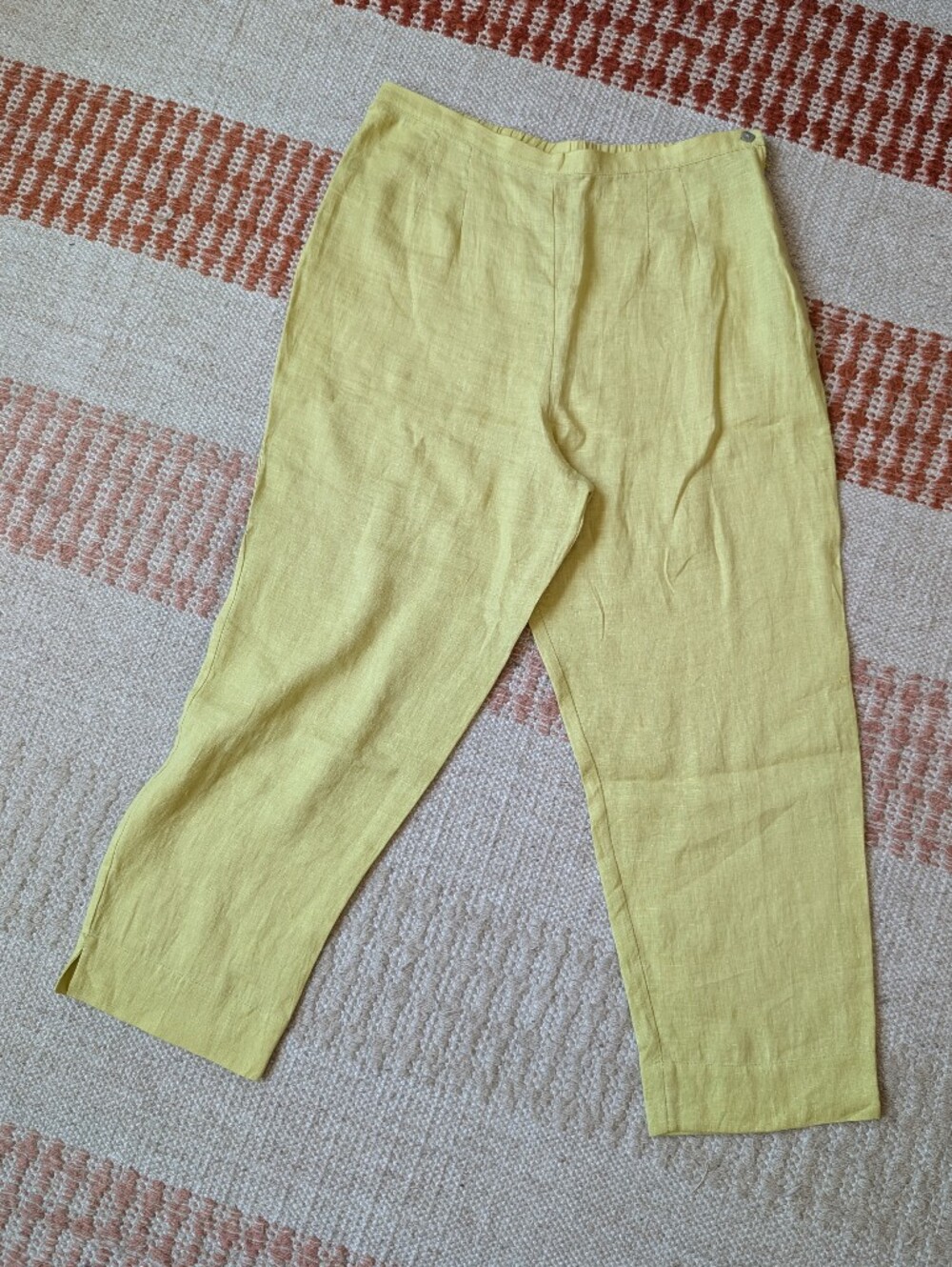 100% Linen Pants Pistachio Green Made In USA Women Size 12 Kathleen Sommers Zip